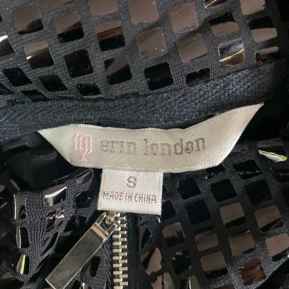 Erin London Black Zip Shimmery Square Print Jacket - Picture 6 of 6